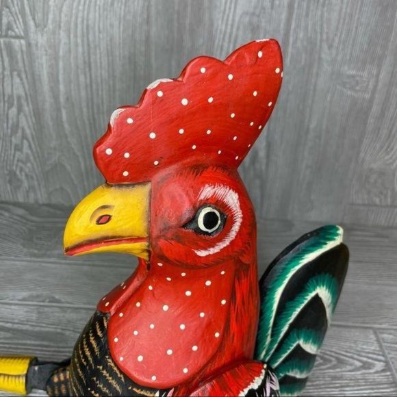 Large hand painted folk art chicken /rooster decoration shelf sitter - Picture 4 of 5